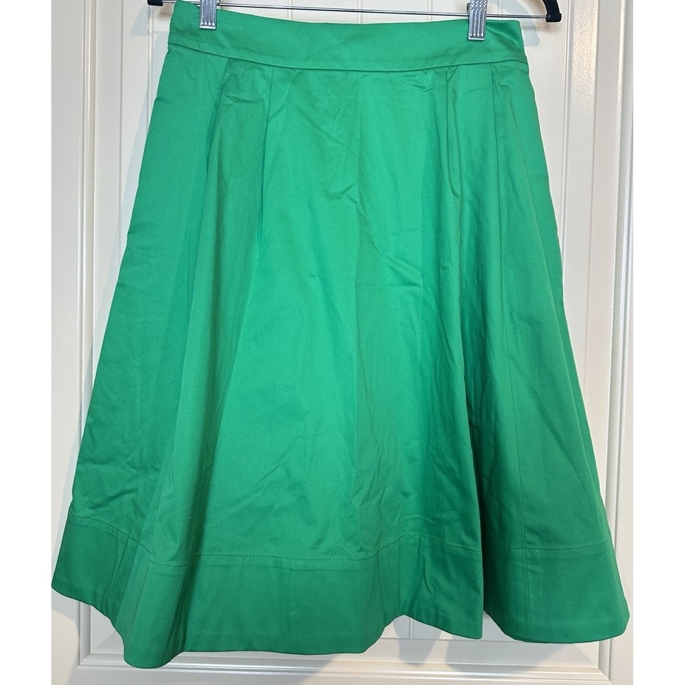 NWT Boden Skirt Sz 8 Green White pull on pleated preppy old money career work